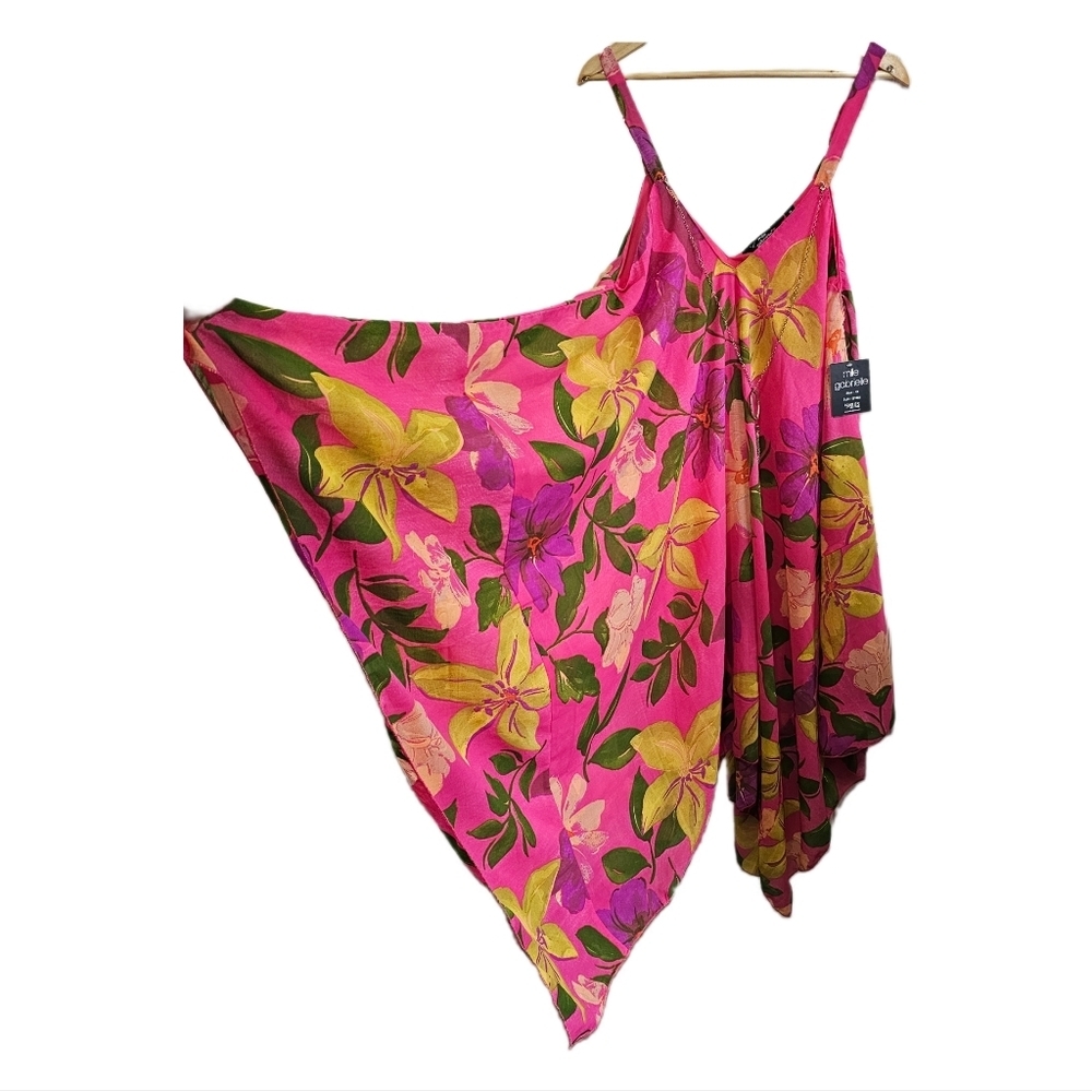 Hawaiian pink floral flowy strappy midi dress nwot 1X - Picture 6 of 10